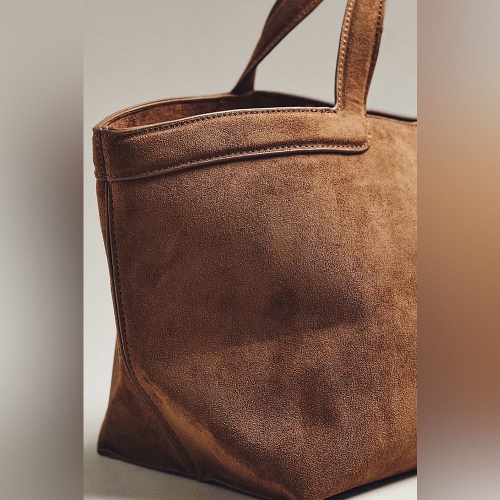 Anthropologie Faux Suede East West Tote Tan NWT - Picture 3 of 3